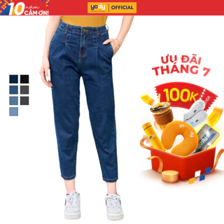 Quần jean Yody nữ kiểu dáng baggy , quần bò cạp liền co giãn QJN3076