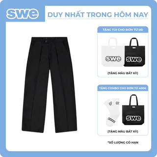 (Tặng Tote Hoặc Tặng Combo Tote và Vớ) Quần Tây Ống Suông Local Brand SWE PLEATED PAINTS - Đen