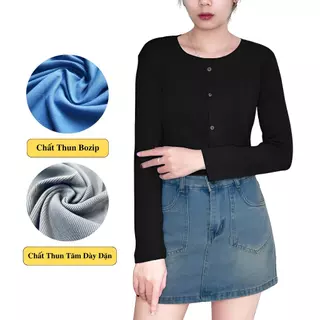 Áo Thun Croptop Body Nữ Có Cúc Dài Tay Madela Vải Thun Co Giãn, Croptop Body Nữ Dài Tay Khuy Cúc Phong Cách Hàn Quôc