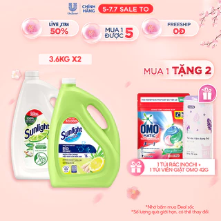 Combo Nước rửa chén + Nước lau sàn Sunlight can 3,6kg