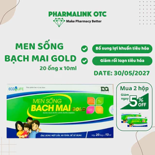 Men sống Bạch Mai Gold, tiêu hóa tốt, tăng đề kháng với Kẽm gluconat - Hộp 20 ống 10ml - PharmaOTC