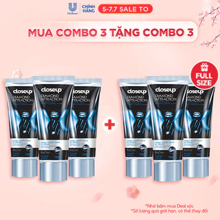 Combo 3 Kem đánh răng dạng GEL Close up Trắng răng Diamond Attraction 100g