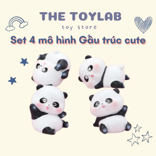 Set 4 mô hình gấu trúc Ohstyle trang trí ô tô, bàn học, bàn làm việc siêu dễ thương