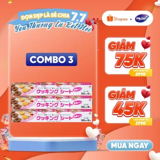 Combo 3 Giấy nấu chín 5m MyJae, giấy nến lót nồi chiên không dầu, giấy nến nướng bánh cuộn