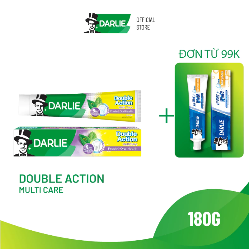 Kem Đánh Răng Darlie Bạc Hà Đa Năng Double Action Multicare 180g