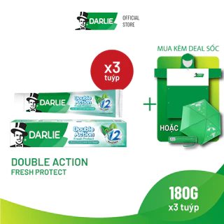 Bộ 3 Kem Đánh Răng Darlie Bạc Hà Double Action Fresh Protect 180g