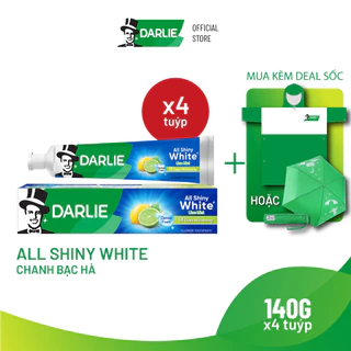 Bộ 4 Kem Đánh Răng Darlie Trắng Sáng All Shiny White Chanh Bạc Hà 140g