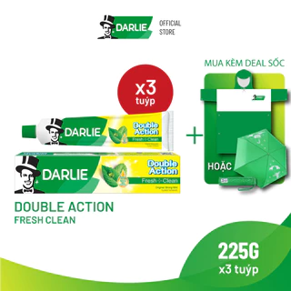 Bộ 3 Kem Đánh Răng Darlie Gấp Đôi Bạc Hà Double Action Fresh Clean 225g