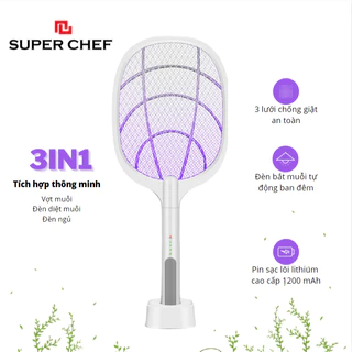 Vợt Muỗi, Bẫy Muỗi Thông Minh 3 Trong 1 Super Chef Bảo Hành 1 Năm