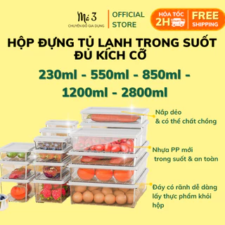 Hộp tủ lạnh đựng thực phẩm, hộp thực phẩm trong suốt đựng rau củ nhiều kích thước có thể xếp chồng