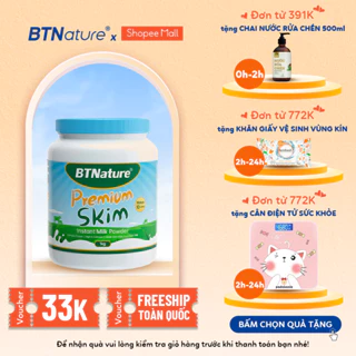 Sữa bột ít béo BTNature cho người lớn, Bổ sung Canxi - Protein cho xương chắc khỏe, kiểm soát cân nặng, tăng miễn dịch