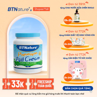 Sữa bột nguyên kem BTNature Bổ sung Canxi và Protein tăng chiều cao, hỗ trợ hệ miễn dịch - Cho bé 3 - 15 tuổi