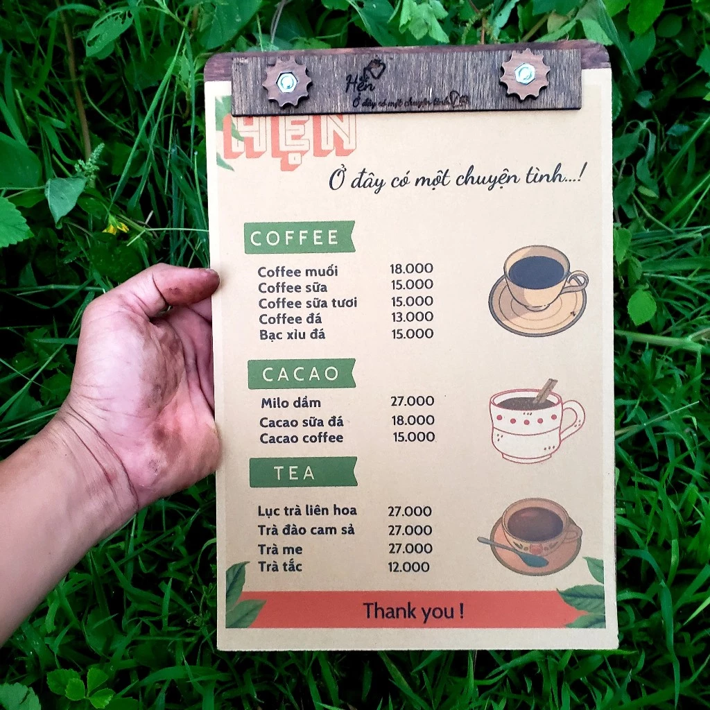 Menu gỗ plywood kẹp menu các size  - Miễn phí Khắc LOGO Quán cafe, Nhà hàng