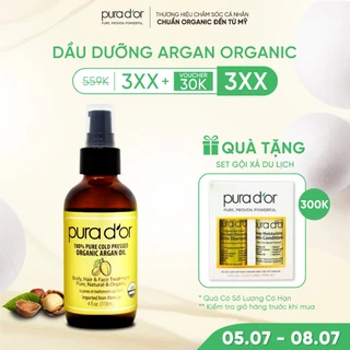 Dầu Dưỡng Tóc Và Da Argan Oil Organic PURA DOR 118ml Phục Hồi Dưỡng Ẩm Mềm Mượt