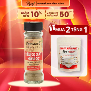 Tiêu Sọ Xay Farmers' Organic Vipep Hũ Thủy Tinh 50g - Gia vị Vipep