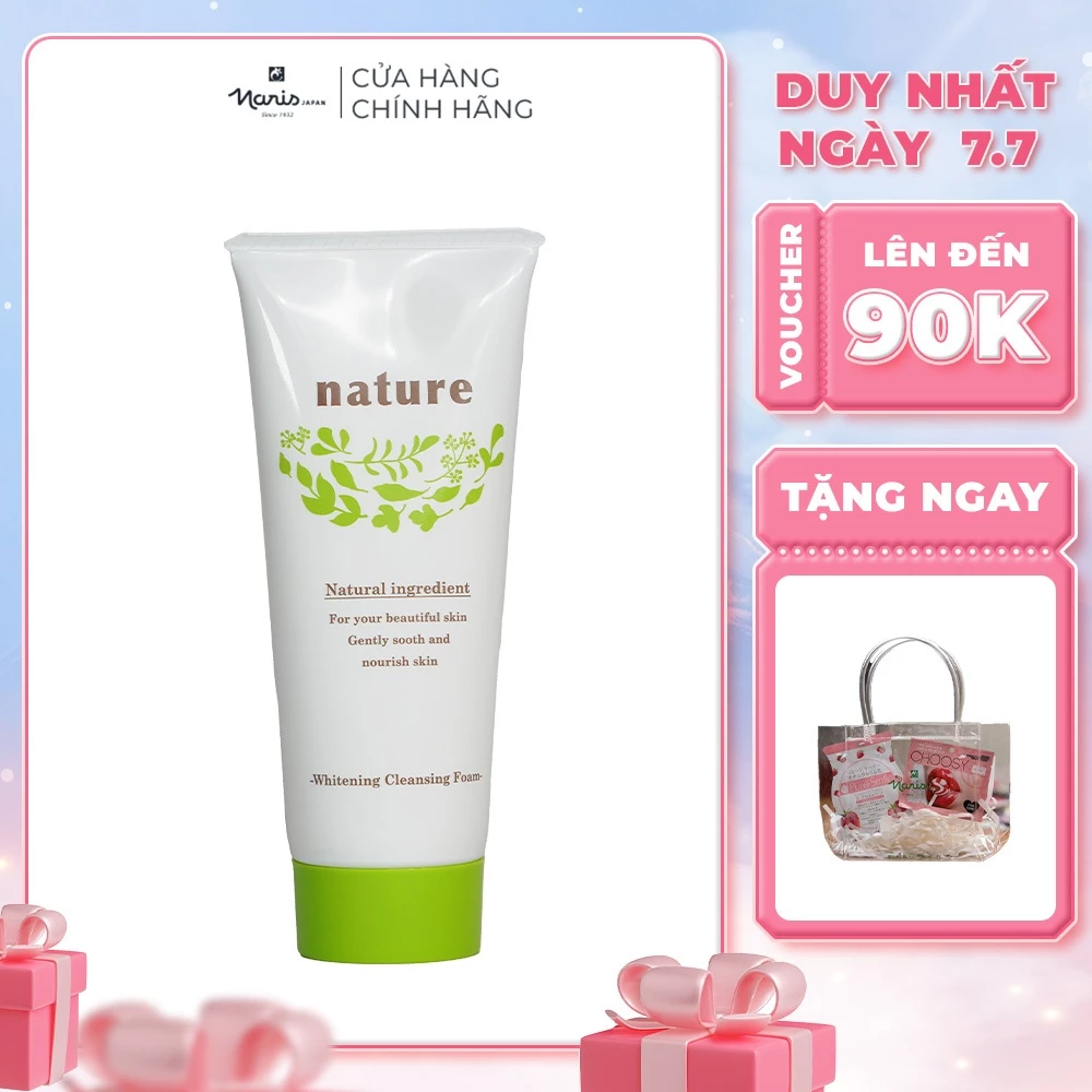 Sữa rửa mặt trắng da Naris Nature Whitening Cleansing Foam 100g của Nhật