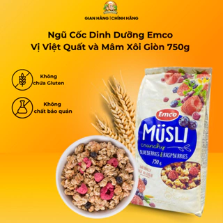 Ngũ Cốc Dinh Dưỡng Emco vị Việt Quất và Mâm Xôi 750g Giòn (Müsli Blueberries & Raspberries)