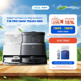 Robot hút bụi lau nhà Ecovacs Deebot T30 Pro Omni - Lực hút 11.000Pa - Kháng khuẩn ion bạc - Trạm sạc đa năng