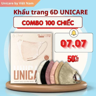 UNICARE Combo 100 Chiếc Khẩu trang UNICARE 6D ProMask Kháng Khuẩn Quai Chun Mềm Mại 3 Lớp Kháng Khuẩn