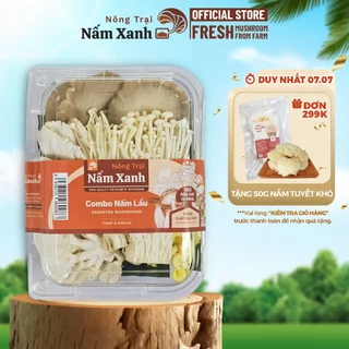 [HCM] Combo Nấm Lẩu Happy Khay 200gr Với 5 Loại Nấm Tươi Nhúng Lẩu Tiết Kiệm Tiện Lợi - Nấm Xanh