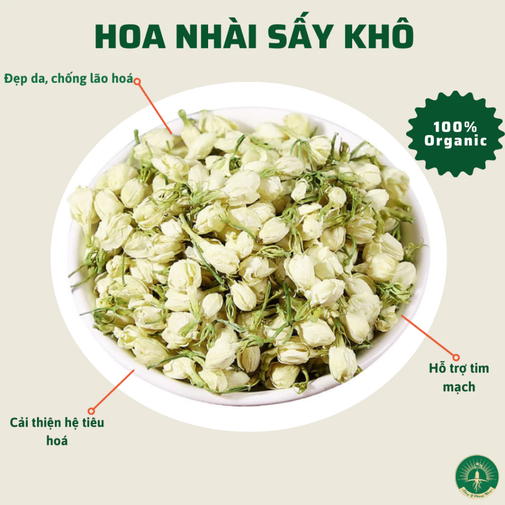 Hoa nhài sấy khô nguyên bông (Trà hoa nhài) cải thiện tiêu hoá, hỗ trợ giảm cân, làm đẹp da, chống lão hoá,