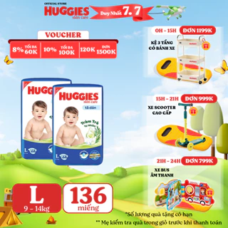 Combo 2 Tã dán Huggies Skincare Super Jumbo M76+6/ L68/ XL60/ XXL54