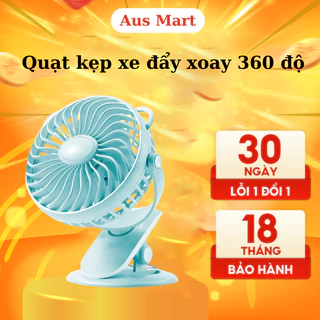 Quạt Kẹp Xe Đẩy Cho Bé Tích Điện Siêu Mát Không Ồn Xoay 720 Độ Pin Trâu 3000 mAh Có Chân Kẹp Bàn Quạt Kẹp Nôi Cho Bé