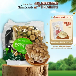 [HCM] Nấm Linh Chi Nâu Hàn Quốc Tươi (900gr 1kg) Loại 1 Ngon Sạch Giòn - Nông Trại Nấm Xanh