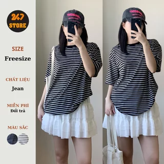 Áo phông babytee form rộng kẻ ngang chất cotton lạnh - 247store.vn - Ao418_P10K14