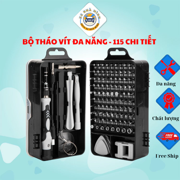 Bộ Tua Vít Đa Năng, 115 Chi Tiết, Chất Liệu Thép Chrome Vanadium, Dụng Cụ Sửa Chữa Điện Thoại, Laptop - Xe Nhà Mình