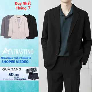 Áo khoác blazer nam form rộng hàn quốc màu đen, kem 2 khuy cài thương hiệu JOLY - JK0101