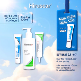 Combo Gel làm mờ sẹo mụn, thâm mụn Hiruscar Post Acne 10g, Gel chấm mụn 10g và Sữa rửa mặt 100g