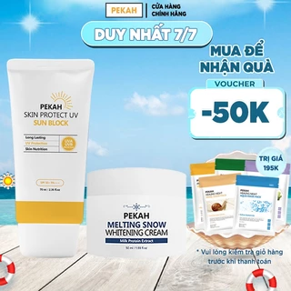 COMBO Kem Nâng Tone PEKAH Melting Snow Whitening Cream 50ml & Kem Chống Nắng PEKAH Skin Protect UV Sunblock 70ml