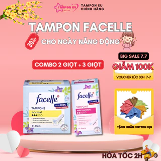 Combo băng vệ sinh Tampon Facelle Normal 2 giọt + 3 giọt - khô ráo thoáng mát - có thể đi bơi