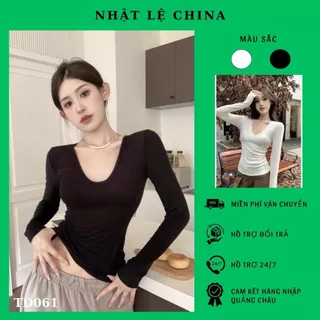 Áo thun trơn dáng ôm body cổ chữ V quyến rũ thời trang cho nữ Hàng QC ( KÈM ẢNH THẬT)- TD061