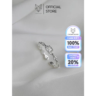 Nhẫn Bạc Ta CaoBac Silver Cá Tính Đơn Giản Dây Xích Ổ Đá Vuông Mini Cá Tính Cho Nữ Unisex Có Thể Làm Nhẫn Ngón Út