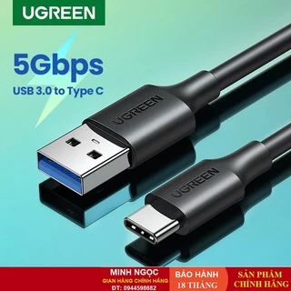 Dây cáp sạc nhanh và truyền dữ liệu từ USB 3.0 sang USB Type C, dòng 3A, dài 0.5-2m UGREEN US184