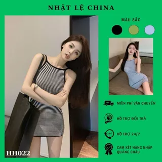 Đầm váy body sexy quyến rũ kẻ sọc màu sắc tương phản phong cách đường phố dành cho nữ hàng QC( Kèm Ảnh Thật )- HH022