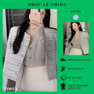 Áo khoác dạ Tweed xanh From dáng chuẩn sang chảnh Hàng Quảng Châu CC 2 lớp dày dặn kèm ảnh thật (CÓ BIG SIZE)- TD013