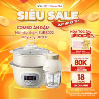 Combo Nồi Nấu Chậm 1,6L Bear SUBE002 và Máy Xay Ăn Dặm Cho Bé Mini Cầm Tay D02Q1 Tiện Lợi 6 Lưỡi Dao Sắc Bén