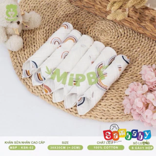 Set 6 Khăn Xô Sữa Nhăn 2 Lớp Mipbi Cao Cấp KT 30*30cm KSN-02 Siêu Mềm