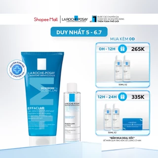 Bộ sữa rửa mặt cho da dầu nhạy cảm La Roche-Posay Effaclar Gel 200ml & Nước tẩy trang Micellar Water 50ml