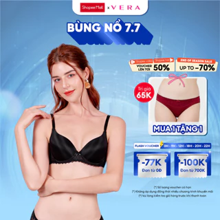 Áo ngực Misaki mút dày cúp trơn phối ren - 7325