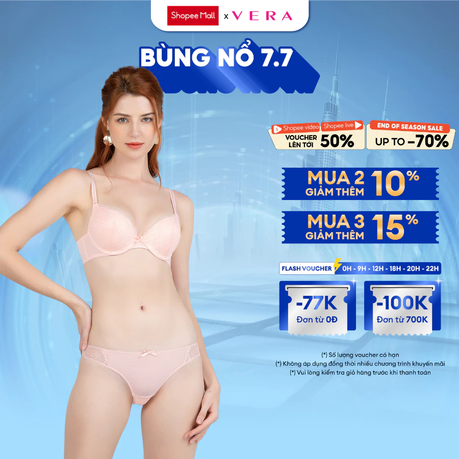 Quần lót Bikini VERA ren phối lưới nữ tính tôn dáng thoáng mát - 0402