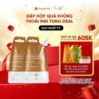 [GIFT] Bộ 2 Kem dưỡng trắng từ củ nghệ cho da mụn cơ thể, viêm nang lông Freshity 25gx2