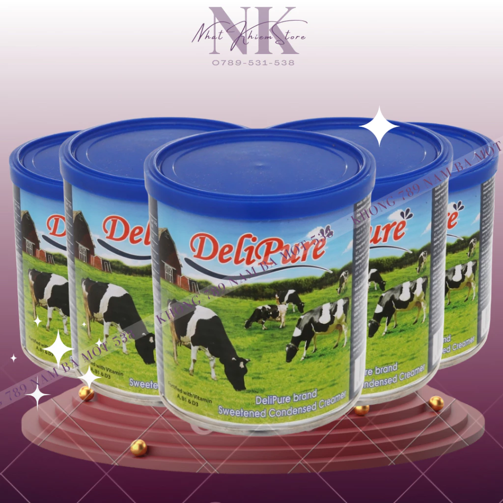 Set 5 lon Sữa đặc có đường DeliPure nhập khẩu 1kg/380gr