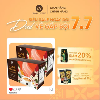 Cà Phê Hoà Tan HANCOFFE 3IN1 Sấy Phun Hộp 23 gói x 15g  Đậm Vị Cà Phê, Ngọt Nhẹ