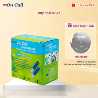 Hộp 25 Que Thử Đường Huyết On Call® Advanced Mỗi Que Trong Một Túi Nhôm Riêng