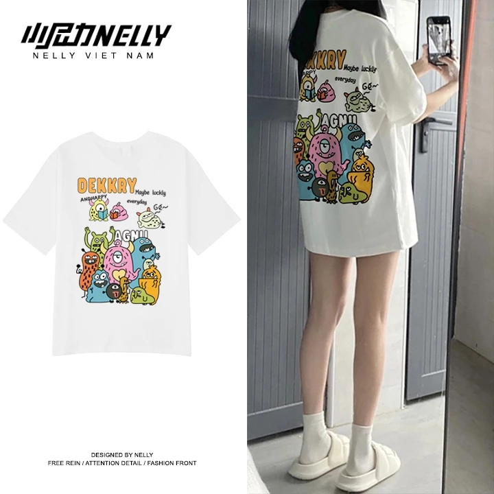 Áo thun NELLY Cotton 260gsm Premium - Dekkry Monster Tay Lỡ Form Rộng Nam Nữ