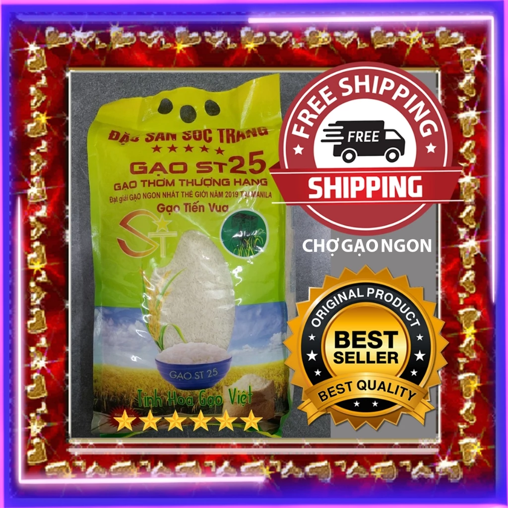 Gạo st25 Sóc Trăng thượng hạng bao 5kg - Gạo dẻo thơm ngon -  Gạo chuẩn loại 1 ST25